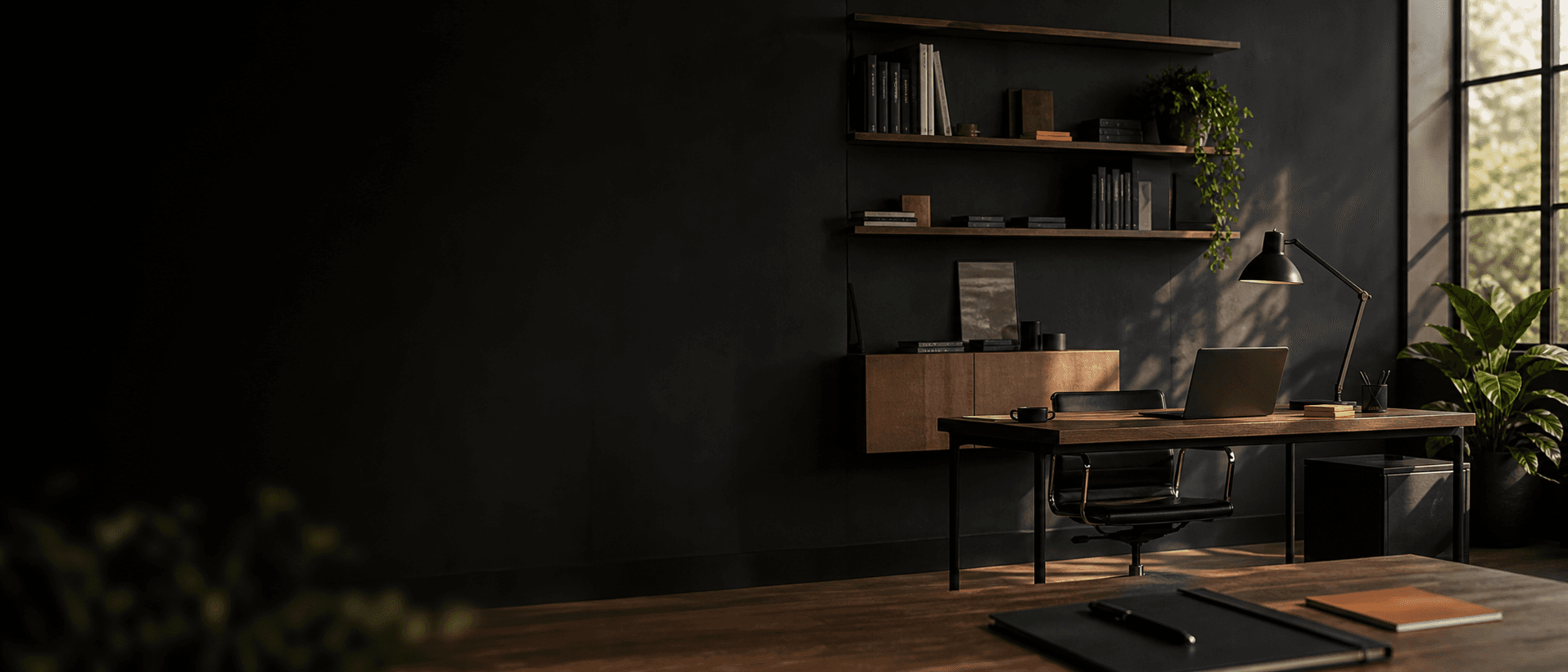 Warm modern Refig studio workspace for planning AI systems and workflow builds